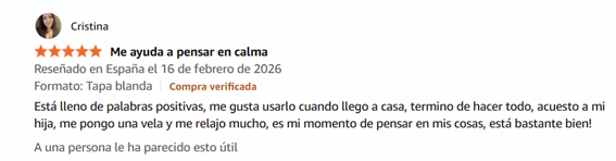 Reseña de Cristina en Amazon
